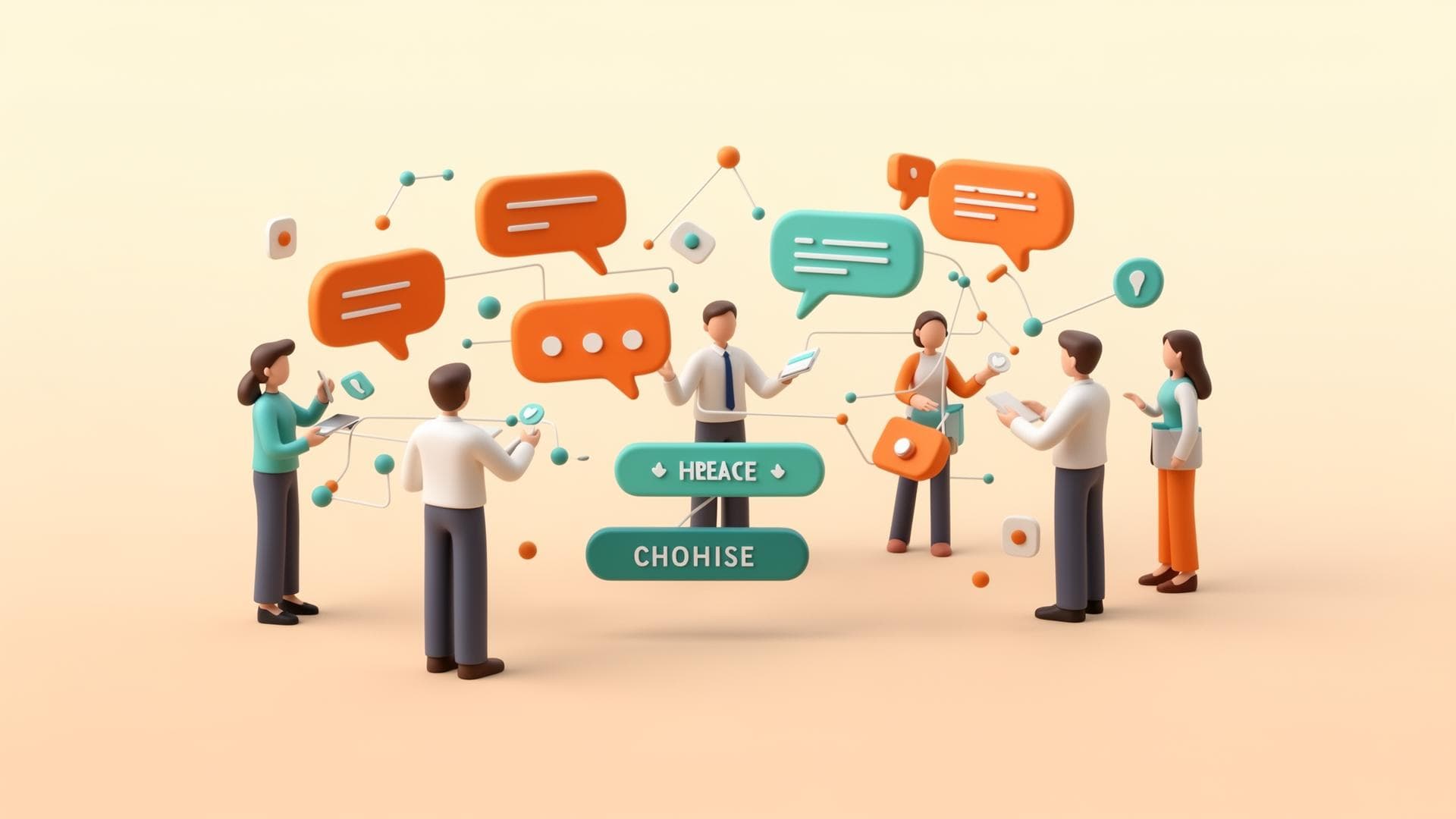 People collaborating with interactive elements